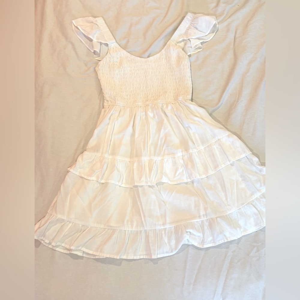 White Ruffle Mini Dress